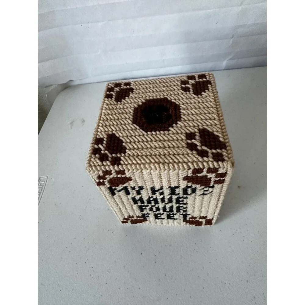 Handmade Tissue Box Cover  My Kids Have Four Feet  Pet Mom-Dad Decor